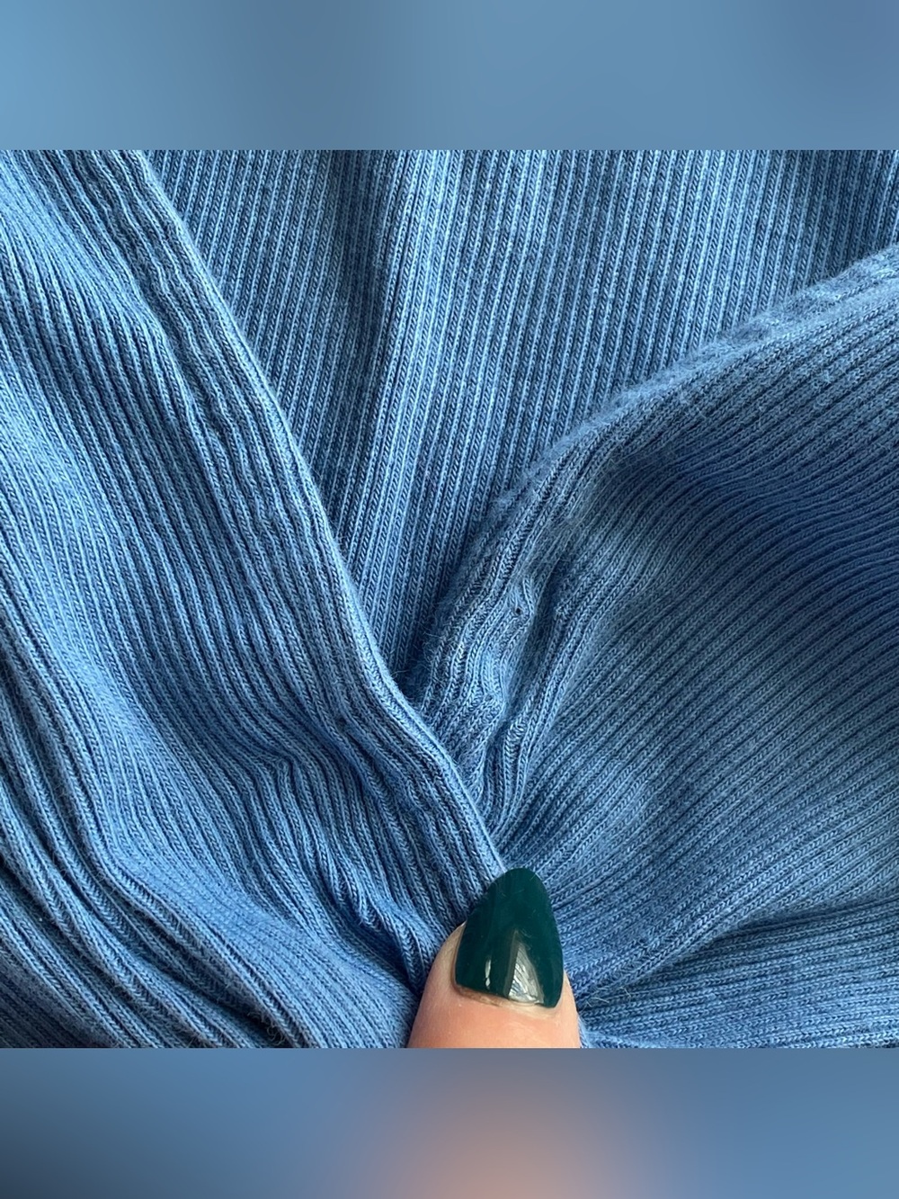 Sezane Bleuet Maia Ribbed Twist Front Top Size Large Quiet Luxury Best Seller - Picture 10 of 15